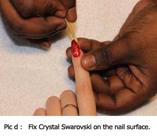 Fix Crystal Swarovski on the nail surface.